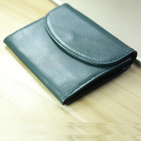 Women Green Leather Mini Billfold Wallet Cute Coin Wallets Slim Change Wallets For Women