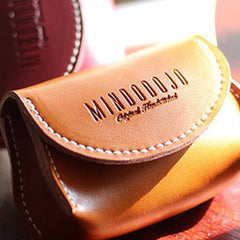 Cute Brown Leather Coin Wallet Card Holder Handmade Women Makeup Pouch For Women