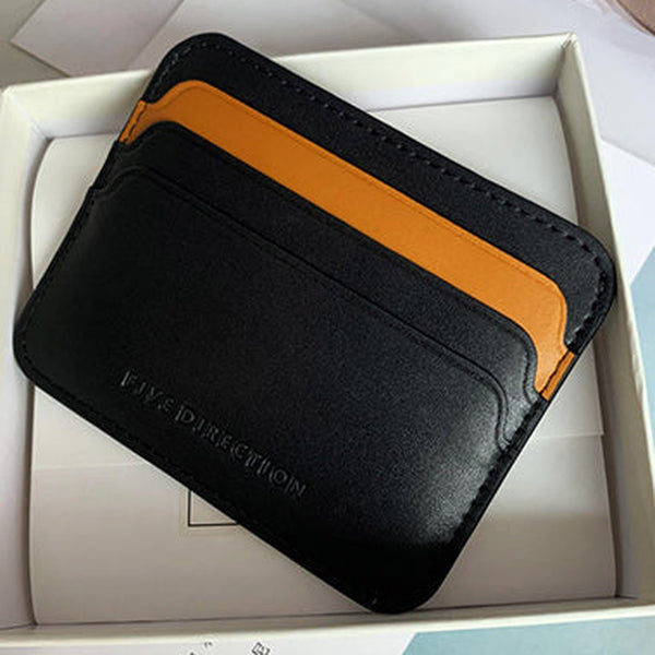 Cute Women Black Vegan Leather Card Holders Slim Card Wallet Minimalist Credit Card Holder For Women