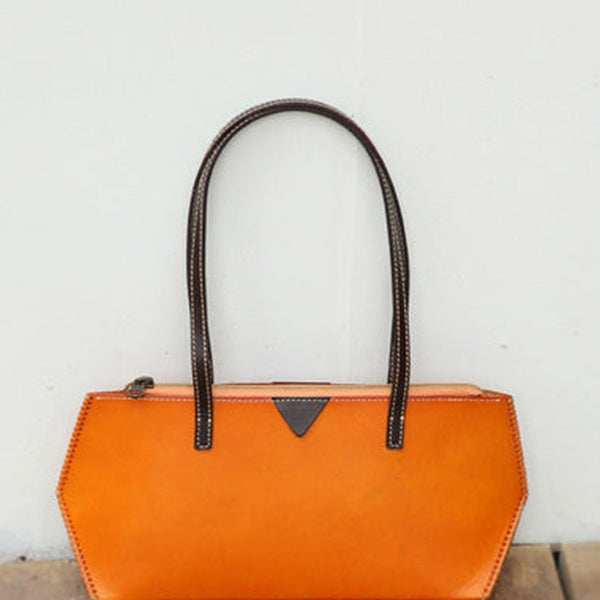 Handmade Vintage Womens Tan Leather Handbags Unique Leather Womens Shoulder Purse