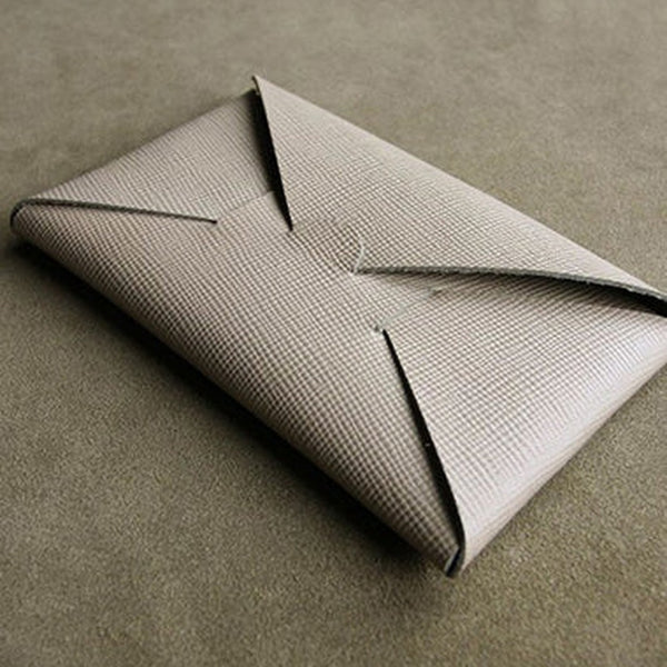 Cute Womens Gray Leather Envelope Wallet Slim Clutch Purse Checkbook Long Wallet for Women