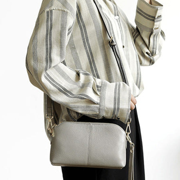 Zip Womens Leather Wristlet Wallet Gray Crossbody Purse Cute Shoulder Bag for Women