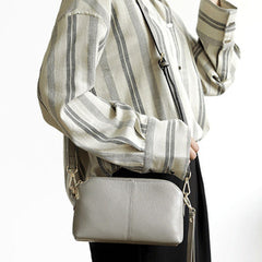Zip Womens Leather Wristlet Wallet Gray Crossbody Purse Cute Shoulder Bag for Women