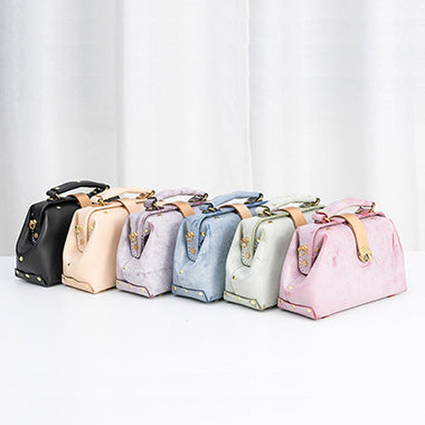 Handmade Womens Vintage Small Leather Doctor Handbag Side Purse Doctor Purse for Women