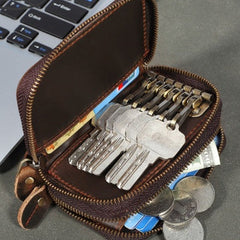 Zipper Key Holder for Car Keys Leather Key Wallet Mens Leather Car Key Fob Wallet Leather Key Holder Wallet