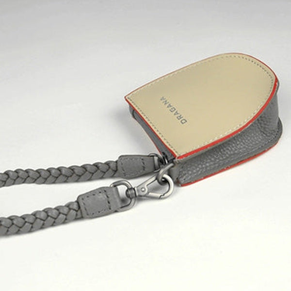 Womens Beige&Gray Leather Coin Zip Wallet with Leather Chain Leather Zip Wristlet Purse for Ladies
