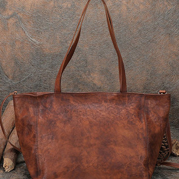 Womens Brown Leather Tote Bags Vintage Womens Handbag Shopper Bag Purse for Ladies