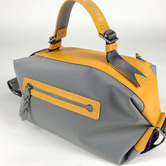 Cute Womens Gray&Yellow NYLON Handbag Purse Cube NYLON Shoulder Bag Crossbody Purse for Ladies