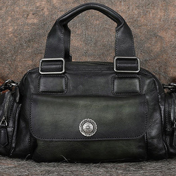 Handmade Green Leather Womens Vintage Handbag Best Shoulder Bag Vintage Crossbody Purses for Ladies