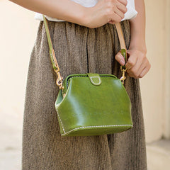 Handmade Womens Green Leather Small doctor Purse shoulder doctor bags for women