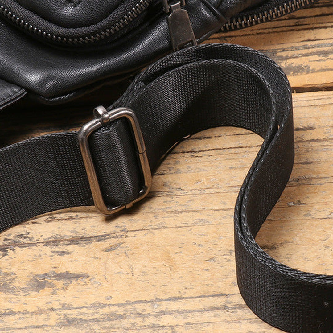 Black Leather Sling Bag for Men Crossbody Leather Sling Bag Leather Sling Crossbody Bag