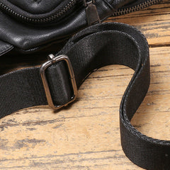 Black Leather Sling Bag for Men Crossbody Leather Sling Bag Leather Sling Crossbody Bag