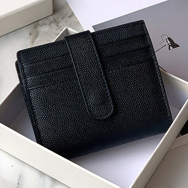 Women Black Vegan Leather Small Wallet BILLFOLD Minimalist Card Holder Card Wallets Slim Card Holders For Women