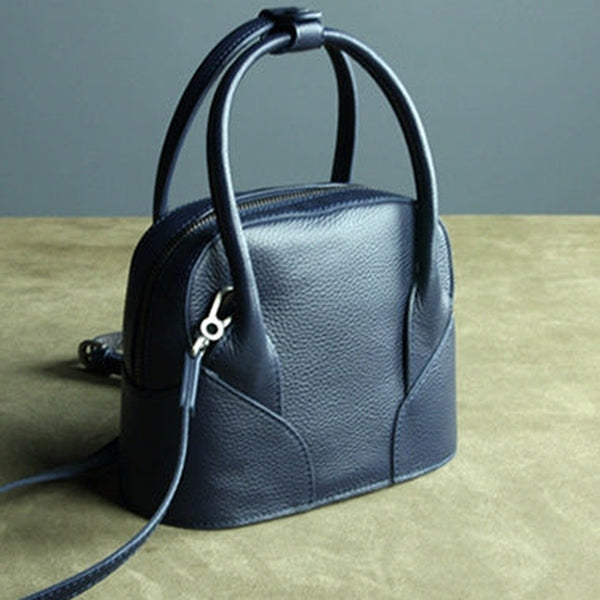 Small Womens Navy Leather Handbag Purse Leather Classic Blue Shoulder Bag Handbag Purse for Ladies