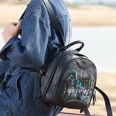 Best Watercolour Leather Rucksack Womens Vintage Small School Backpacks Leather Backpack Purse