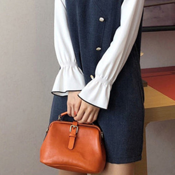 Womens Tan Leather Doctor Handbag Purses Vintage Small Doctor Crossbody Purse for Women