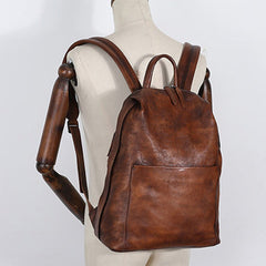 Best Minimalist Brown Leather Rucksack Womens Vintage School Backpacks Leather Backpack Purse