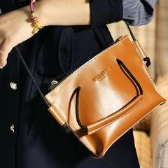 Cute LEATHER HandBag Brown Handmade WOMEN Small Side BAG Phone Purse FOR WOMEN