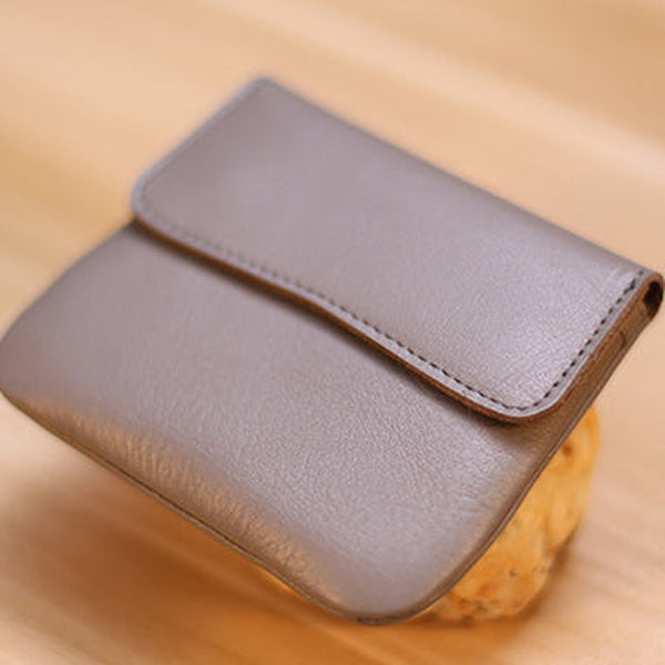 Gray Cute Women Leather Card Wallet Mini Coin Wallets Slim Gray Card Holder Wallets For Women