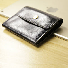 Cute Women Leather Mini Zip Coin Wallet Black Change Wallets Slim Billfold Wallet For Women