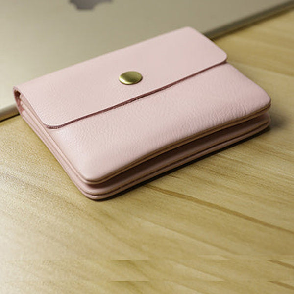 Cute Women Pink Leather Mini Zip Coin Wallets Change Wallets Slim Billfold Wallet For Women