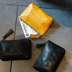 Vintage Women Mini Leather Zip Coin Pouch Small Coin Wallet Change Wallet For Women