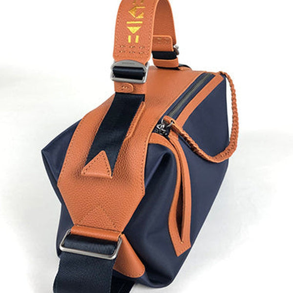 Cute Womens Navy NYLON Handbag Purse Cube NYLON Shoulder Bag Crossbody Purse for Ladies