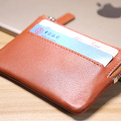 Cute Women Brown Leather Mini Card Wallet Coin Wallets Slim Change Wallets For Women