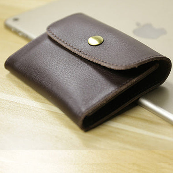 Cute Women Leather Mini Zip Coin Wallet Dark Coffee Change Wallets Slim Billfold Wallet For Women