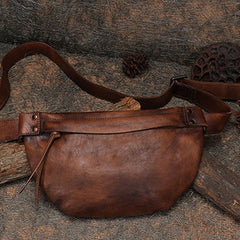 Vintage Women Leather Waist Bag Brown Fanny Pack Handmade Hip Packs for Women