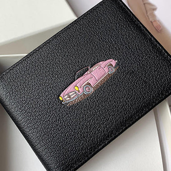 Cute Women Black SheepSkin Slim Card Holders Small Card Wallet Card Holder License Holder For Women
