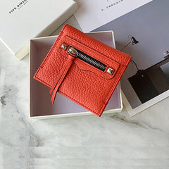 Cute Women Orange Leather Card Holders Slim Card Wallet Orange Bifold Credit Card Holder For Women