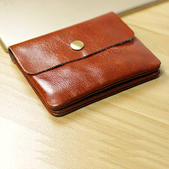 Cute Women Brown Leather Mini Zip Coin Wallets Change Wallets Slim Billfold Wallet For Women