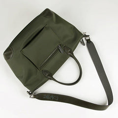 Dark Green Womens Nylon Shoulder Tote Green Nylon Handbag Shoulder Purse for Ladies
