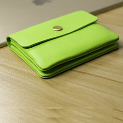 Cute Women Fluorescent Green Leather Mini Zip Coin Wallets Change Wallets Slim Billfold Wallet For Women