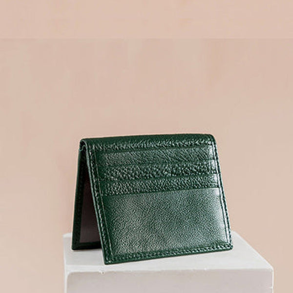 Slim Women Green Leather Card Holder Small Card Wallet Card Holder Credit Card Holder For Women