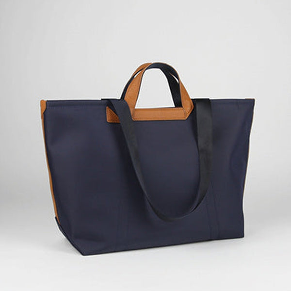 Navy Womens Nylon Handbag Totes Navy Womens Nylon Leather Shoulder Tote Purse for Ladies