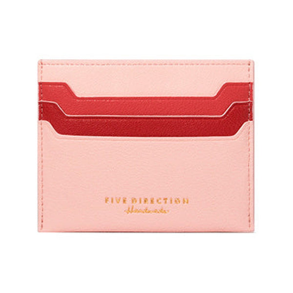 Minimalist Women Pink&Red Vegan Leather Card Holders CONTRAST COLOR Small Card Wallet Slim Card Holder Credit Card Holder For Women