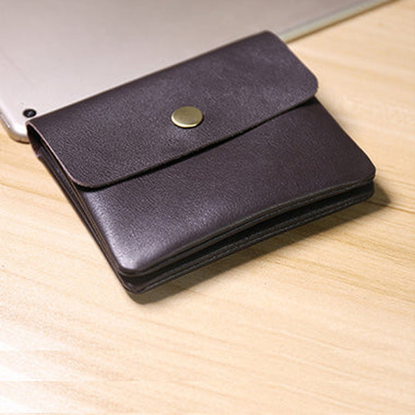 Cute Women Dark Coffee Leather Mini Zip Coin Wallets Change Wallets Slim Billfold Wallet For Women