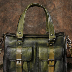Handmade Green Leather Womens Satchel Shoulder Bag Best Handbag Vintage Crossbody Purses for Ladies