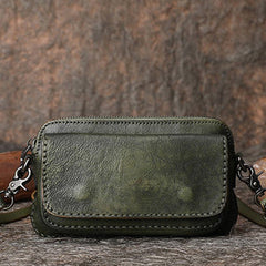 Green Vintage Womens Leather Mini Shoulder Purse Phone Small Side Bag for Ladies
