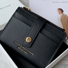 Minimalist Women Black Vegan Leather Small Wallet BILLFOLD Card Holders Slim Card Holder Wallet Credit Card Holder For Women