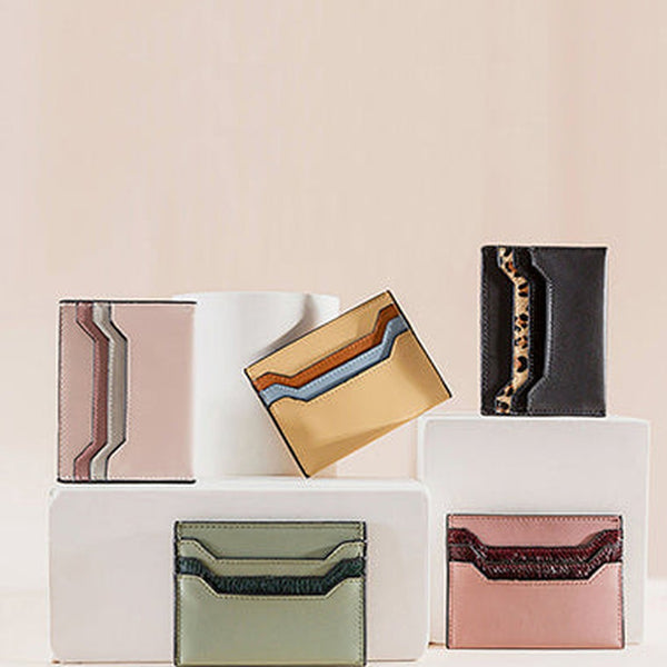 Cute Women Leather Card Holder Contrast Color Card Wallet Card Holder Credit Card Holder For Women