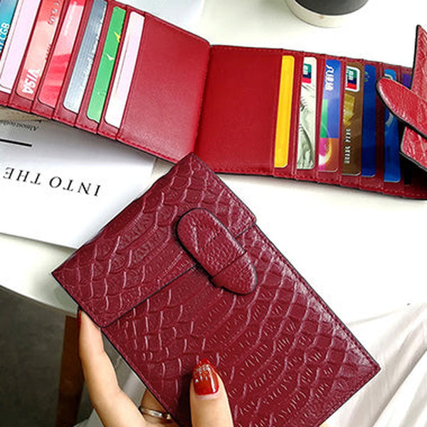 Cute Womens Snake Pattern Red Leather Card Wallets Card Clutch Card Holder Wallet for Women