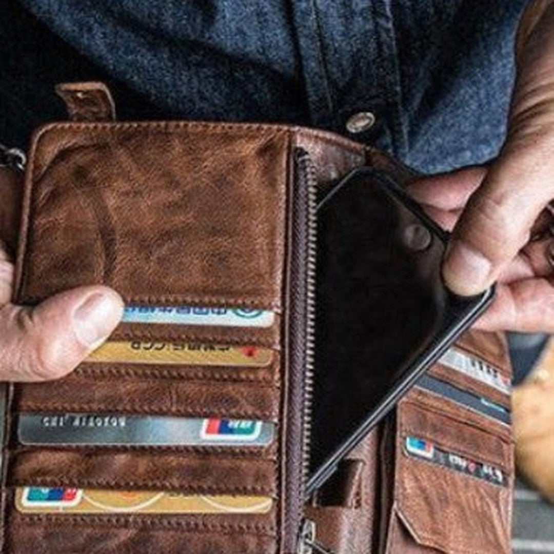 Mens Bifold Leather Wallet With Pen Holder Cool Leather Wallet With Phone Pocket