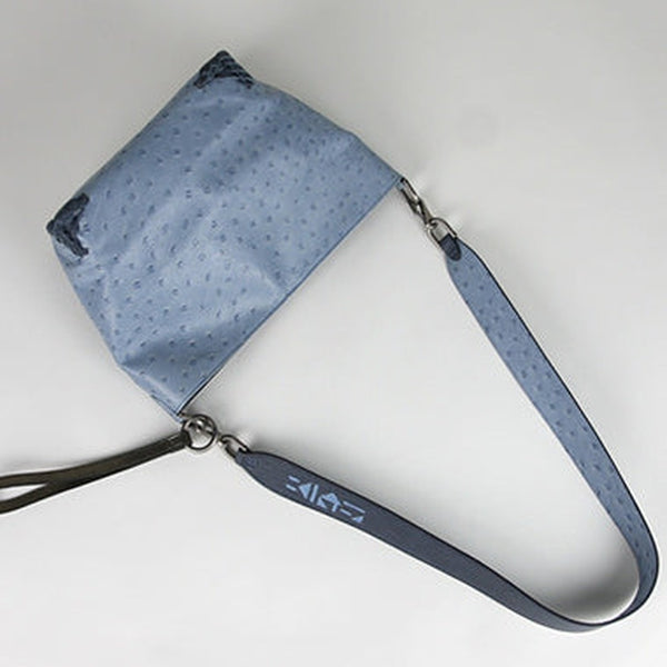 Blue Womens Leather Bucket Shoulder Purse Womens Barrel Leather Handbag Shoulder Bag for Ladies