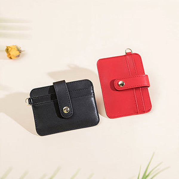 Cute Women Leather Card Holder Slim Card Wallet Slim Card Holder with Keychain Ring Credit Card Holder For Women