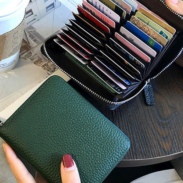 Cute Women Green Leather Card Holders Small Zip Card Wallet Card Holders Wallet For Women