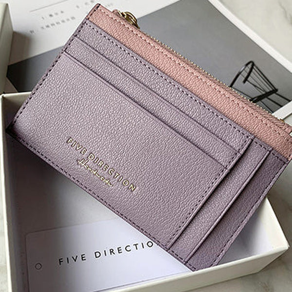Cute Women Purple Vegan Leather Slim Card Holders Small Card Wallet Card Holder Credit Card Holder For Women