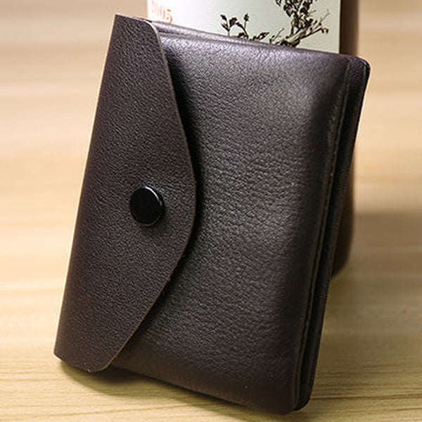 Cute Women Black Leather Mini Billfold Wallet Handmade Coin Wallets Slim Change Wallets For Women
